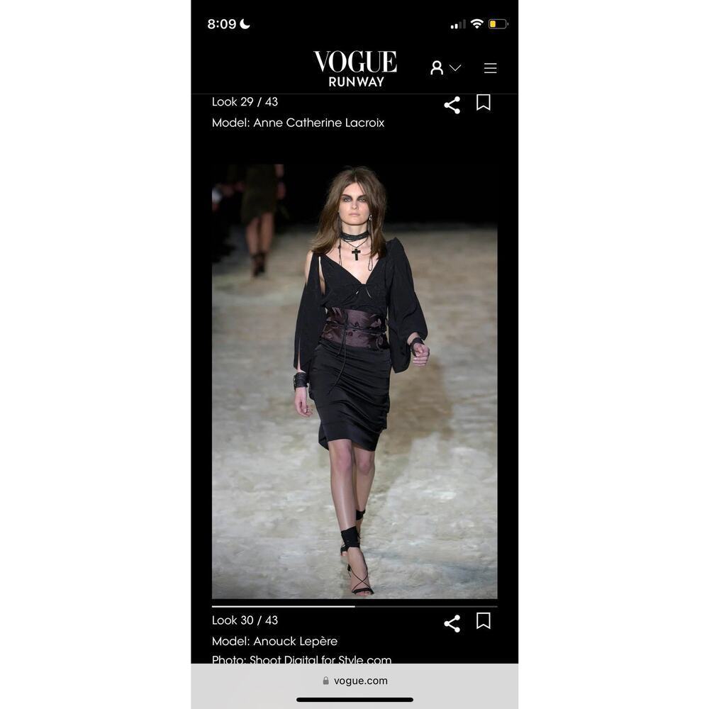 Gucci by Tom Ford Fall 2002 Front Tie Black Silk Slip Dress Mini Veck Vintage 42 - Picture 13 of 15